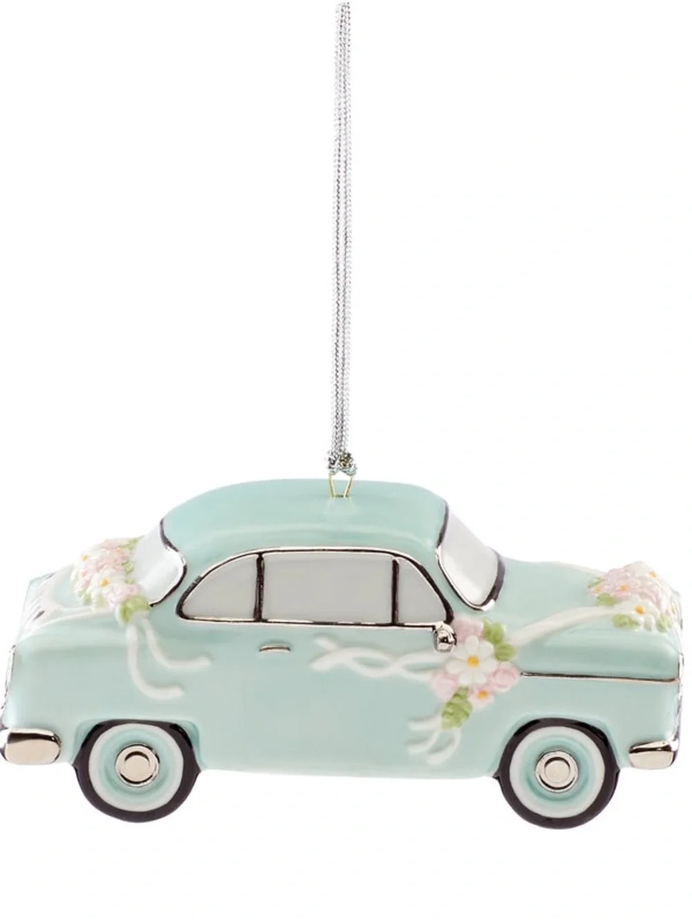 LENOX 2023 “Just Married” Ornament Vintage Car Porcelain CHRISTMAS 4” Mint Green